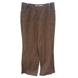 J. Jill 100% linen super wide leg high rise brown Lagenlook 628